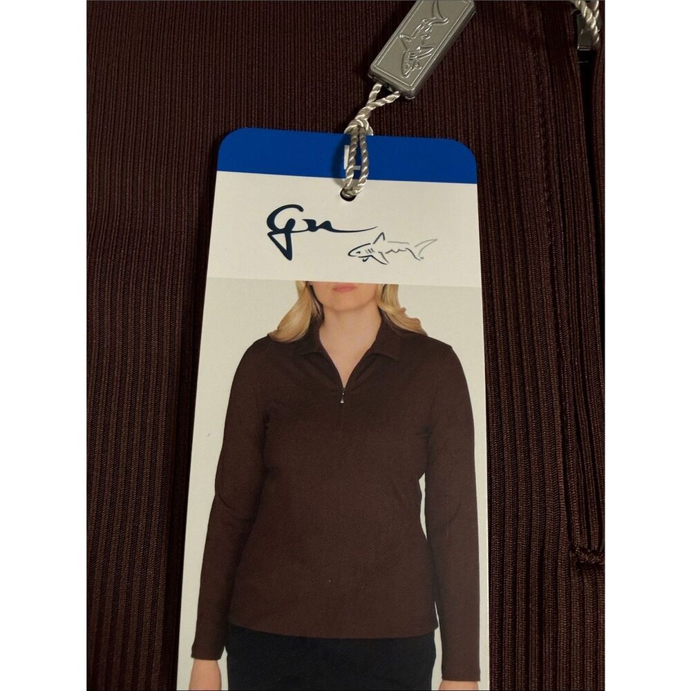 GregโNorman Collection Brown Quarter-Zip Long Sleeve Top
